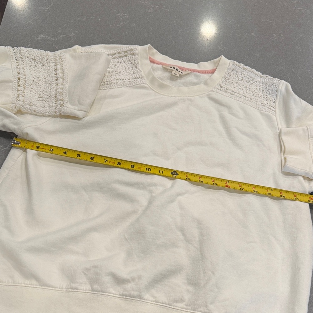 Boden Cream Crochet-Panel Crewneck Sweater - Picture 4 of 5
